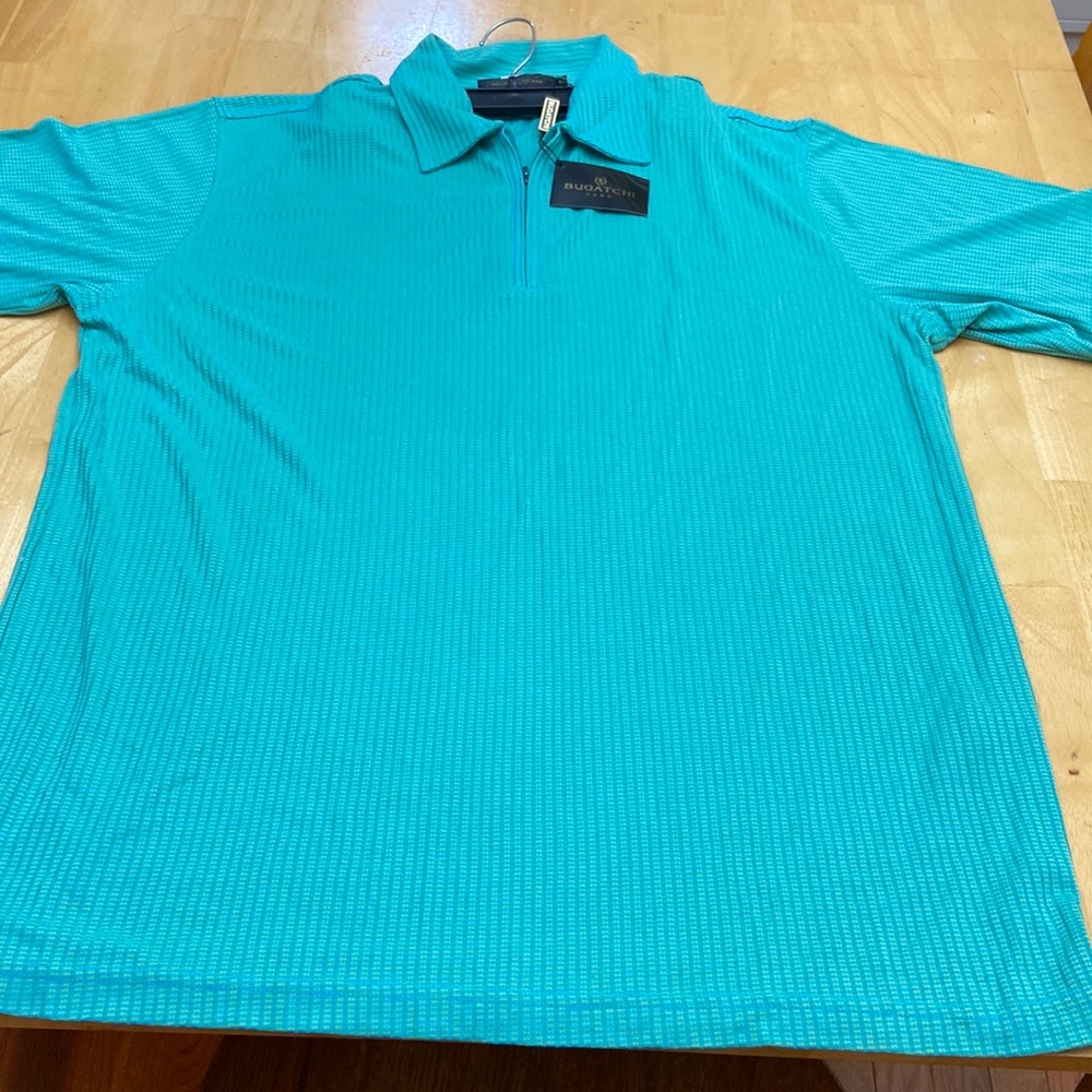 NWT Bugatchi Uomo green polo with zipper